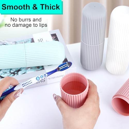 UCEC Travel Toothbrush Case, Toothbrush Holder Travel, Toothbrush Case for Traveling, Camping, Home, School, Business, Bathroom, 2 Pack (Green, Pink)