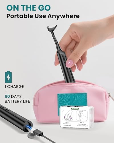 Electric Flosser for Teeth with 5 Speeds + 54 Refill Heads, Water Flosser Alternative, Easy Glide Flossing for Sensitive Gum, Rechargeable Oral Kit, 5X Cleaning, Portable Dental Floss Picks for Adults