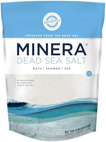Minera Fine Grain Dead Sea Salt for Bath & Soaking – 15 lbs (3 x 5 lb Bags), Fast-Dissolving, 100% Pure & Natural, Unscented, Skin-Nourishing Bulk Sea Salt