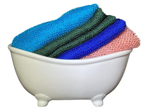 Net Bath Sponge, Customized N1 Weave, Long, NKN Naturals, Skin Exfoliation, African, Porous, Stretches to Approximately 49" (Sea Blue)