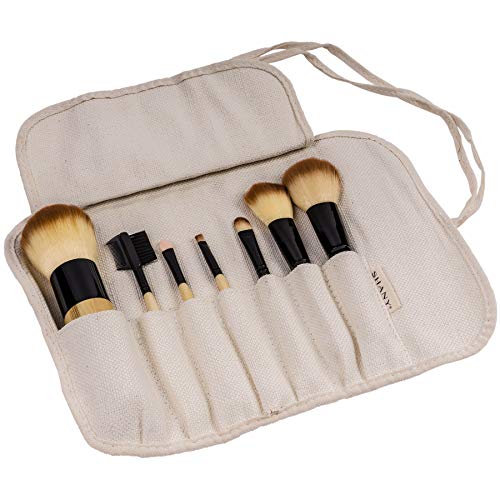 SHANY Bamboo Brush Set with Premium Synthetic Hair, Bamboo Handles and Cotton Pouch