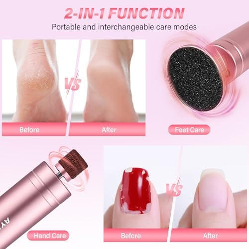 Electric Foot File - Adjustable Speed 1000RPM Callus Remover for Feet, 2 in 1 Foot Nail Grinder with 60Pcs Sandpaper Discs, Professional Pedicure Tool for Women Men Dead Dry Crack Skin Calluses