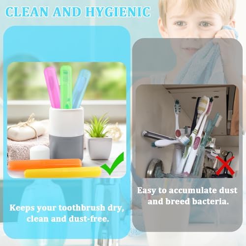 SIKEMAY 100 PCS Toothbrush Holder Bulk, Toothbrush Case Cover, Portable Plastic Dust Proof Breathable, Holder for Travel, Bathroom, Indoor, Outdoor, Trip, Camping, School