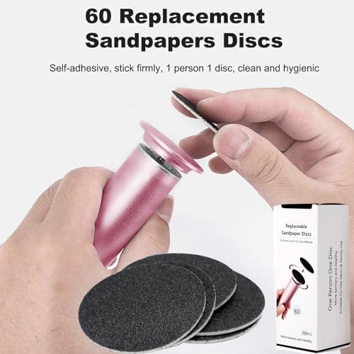 Electric Callus Remover for Feet Adjustable Speed, Powerful Foot Scrubber Electric Foot Callus Remover Heel File with 60PCS Sanding Discs Pedicure Tools for Feet Dead Skin Foot Grinder, Pink