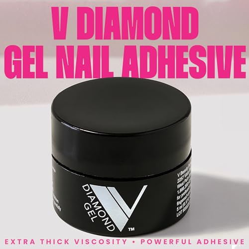V Beauty Pure Diamond Gel Nail Art Adhesive - Long-Lasting 3D Rhinestone Glue - High Gloss Soak-Off Led & UV Nail Glue for Crystal Pedicures & Manicures, Salon & Home DIY, 5 ml