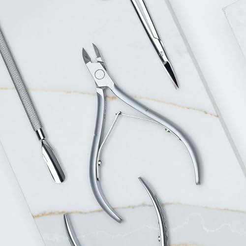 NGHIA Cuticle Nipper - D-03 JAW 14 | Stainless Steel | Durable and Sharp | Ergonomic Design | Grey Plated | Ideal for Salons and Home Use