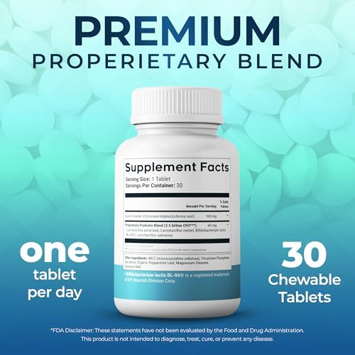 Oral Health Probiotic – 4-Strain Formula for Healthy Gums, Teeth & Fresh Breath – 90 Chewable Tablets
