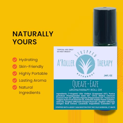 QUEAZE EAZE Essential Oil Roll On (12ml) | Nausea and Motion Sickness Aromatherapy Blend for Upset Stomach & Digestive Support, Natural Relief, Stocking Stuffer Gift Idea