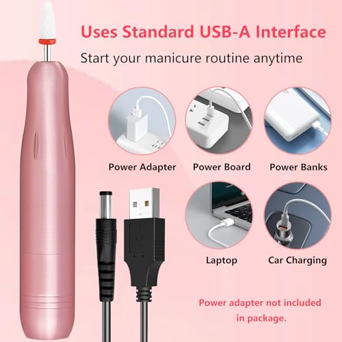 Electric Nail Drill, Professional Portable Drill Nail, 14 in 1 Acrylic Nail Drill Kit, USB Power Supply for Acrylic, Gel, Dip Powder, Manicure, Pedicure, Polishing Shape