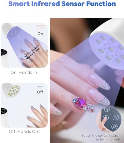 UV LED Nail Lamp, Gooseneck UV Light for Gel Nails & LED 2 Modes, Cordless Rechargeable Nail Dryer Gel Lamp with 3 Timers & Auto Sensor Fast Flash Curing Polish Nail Art DIY Manicure-White