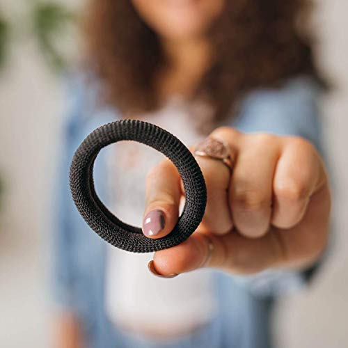 Large Hair Ties for Thick, Heavy or Curly Hair - Non-Slip, Non-Damage, Seamless Women's Ponytail Scrunchies - Black, 8 Pcs