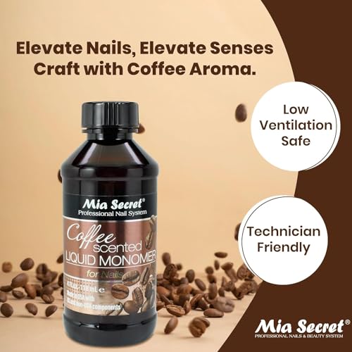 Mia Secret COFFEE SCENTED Liquid Monomer - Alternate Acrylic Nail Liquid for Acrylic Powder - EMA monomer - Scented Nail Monomer liquid - ema monomer acrylic nail liquid (8 oz.)