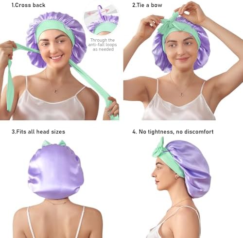 LitBear 100% Mulberry Silk Bonnet for Sleeping Women, 6A 22 Momme, Large Double-Layer Hair Wrap with Tie Band