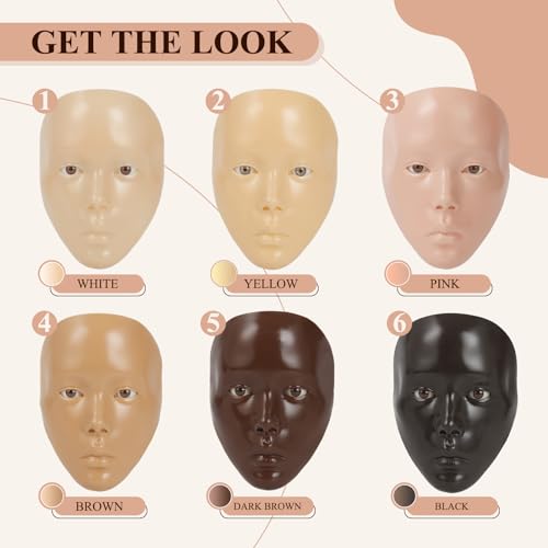 Makeup Practice Board with Face Painting and 2 Makeup Brushes for Stage/Halloween - Beginner Practice (Pink)