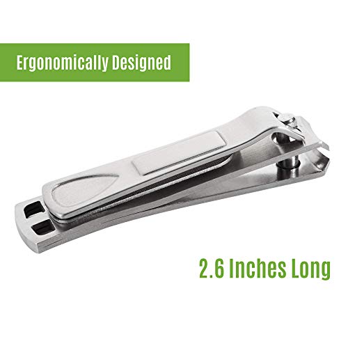 Nail Clippers with Swing Out Nail Cleaner/Nail File - Fingernail Clippers/Toe Nail Clippers. Sharp Stainless Steel with Wide Easy Press Lever