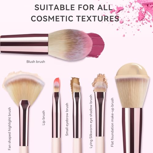 Trendy Teen Girl Gifts – Travel Makeup Brush Set with LED Light Mirror, Perfect Tween Birthday Gifts for Girls 11-16+ year old(Pink)