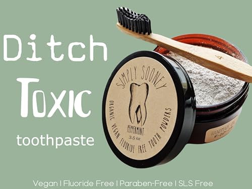 Zero Waste up to 6 Month Supply Organic Vegan Fluoride Free Tooth Powder Peppermint Flavor- Ships Without Any Plastic Packaging I Natural Whitening I Stronger Teeth