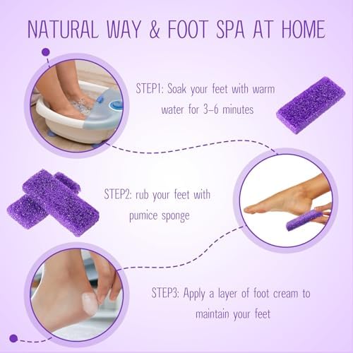 Batiyeer 100 Pcs Pumice Stone for Feet Scrubber Dead Skin Disposable Foot Pumice Foot Shower Scrubber Foot Scrubber for Heel Cuticle Callus Remover Bath Spa (Purple)