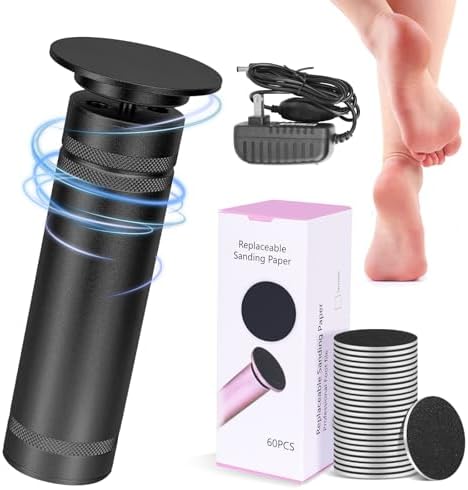 Professional Electric Foot Callus Remover 1200 RPM Adjustable Speed Metal Foot Grinder for Dead Skin Automatic Heel Sander with Replacement Sandpaper Discs for Women Men Feet Pedicure Tools (Black)
