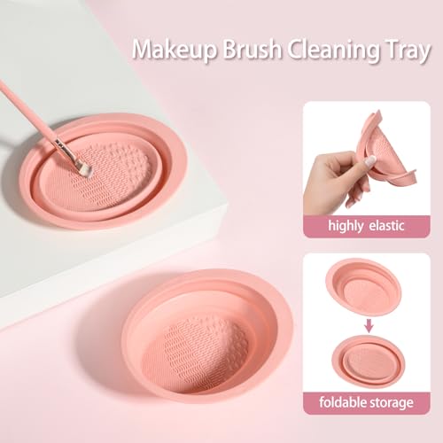 Makeup Brush Set for Foundation Concealer Eyeshadow and Travel, Include Make Up Brush, Sponge, 51PCS Pink