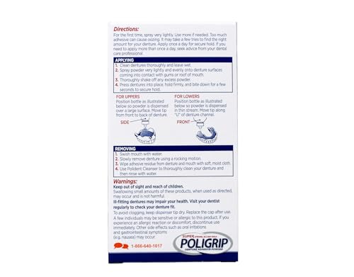 Super POLIGRIP Extra Strength Denture Adhesive Powder 1.60 oz (Pack of 3) by Super Poli-Grip