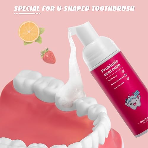 Fluoride Free Foam Kids Toothpaste - ELOTAME Toddler Natural Whitening Toothpaste with Mix Mint Flavor, Organic Travel for U Shaped Toothbrush
