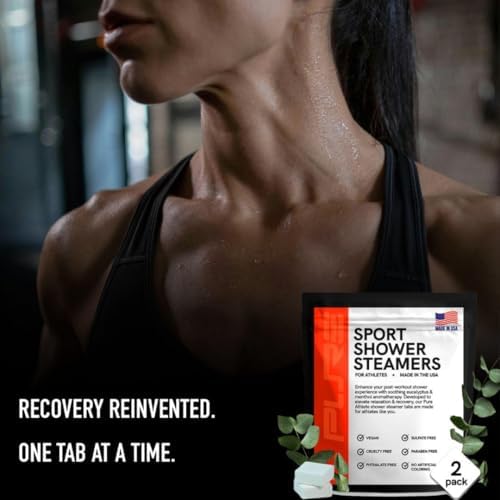 Sport Shower Steamers - Made in USA with Natural Eucalyptus Essential Oil, Aromatherapy, Stress and Sinus Relief, Muscle Recovery for Athletes, Best Unique Birthday Gifts for Self Care Relaxation