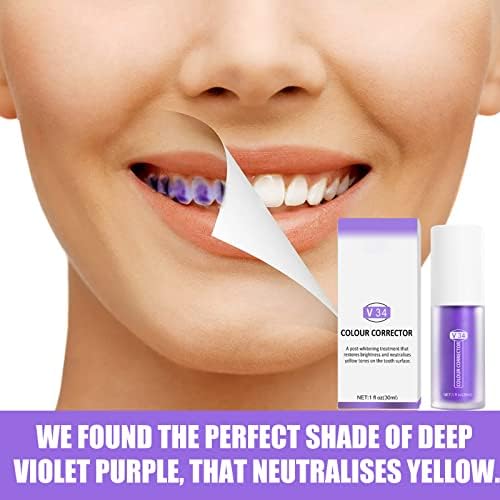 Purple Toothpaste for Teeth Whitening 2pcs Teeth Refresher Purple Color Corrector Booster Toothpaste 3D Teeth Whitening Kit for Tooth Stain Removal Enhances Tooth Brightness