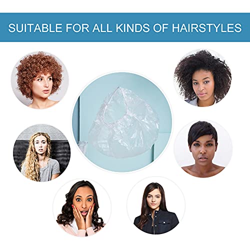 Maltose Disposable Shower Caps 100Pcs - Individually Wrapped 19.8" Large Thicker Plastic Shower Caps Waterproof Shower Hair Caps for Women Spa Home Hotel Hair Salon Portable Travel (Clear)