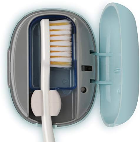 NewWay Mini Toothbrush Sterilizer Cover Rechargeable Travel Toothbrush Case with Holder for Houshold and Traving or Business Trip Blue