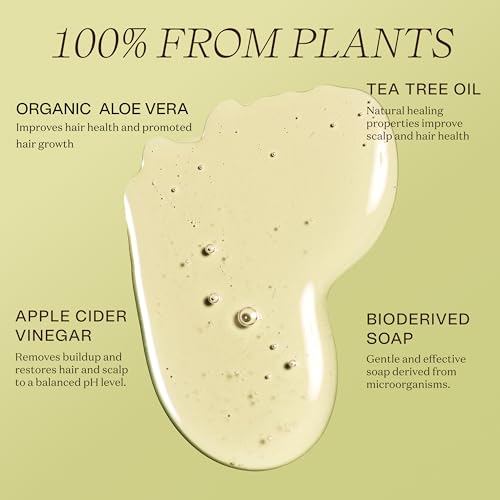 Non Toxic Vegan Shampoo with Organic Ingredients, Apple Cider Vinegar & Tea Tree Oil - Sulfate Free, Color Safe, Paraben Free, Gluten Free, Cruelty Free, pH Balanced