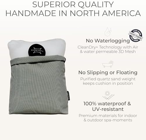 BADESOFA® Luxury Bathtub Pillow L - Large Bath Pillow for Therapeutic Neck and Back Support Quick-Drying - Washable Full Body Bath Tub Cushion - Luxury Spa Cushion in Grey