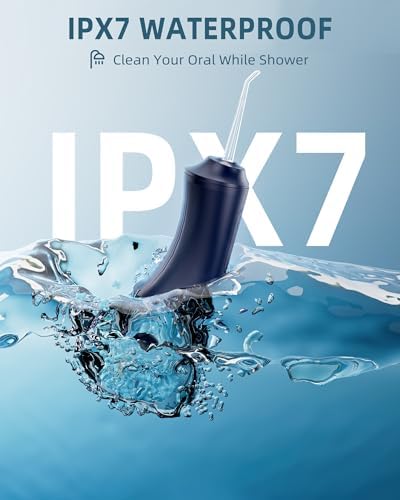 Water Flosser, Water Dental Flosser Pick for Teeth, 300ML IPX7 Waterproof Oral Irrigator, 3 Modes 4 Replaceable Jet Tips, Professional Flossing Cleaning Picks for Home Travel Gums (Mid Night Bule)