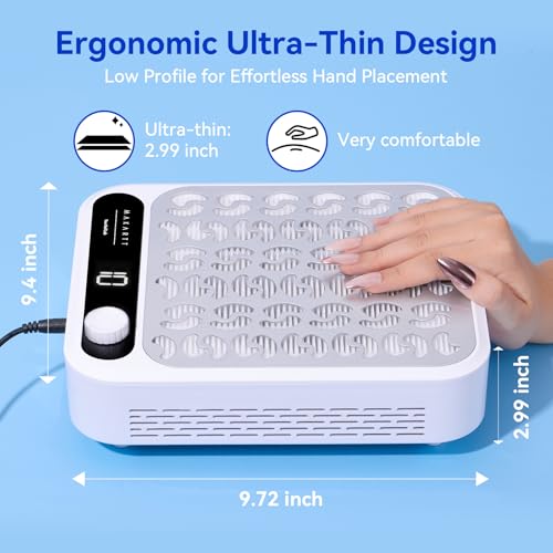 Makartt Nail Dust Collector - Professional Powerful Suction Larina Dust Cleaner with LED Display, Adjustable Speed, Reusable Filter, and Strainer Panel for Acrylic Nails Polishing Manicure Salon Home