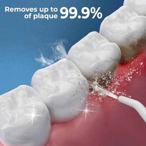 Water Flosser Cordless Pick for Teeth, 4 Modes, Gentle on Gums, Removes Plaque & Food Particles, B. WEISS High-Power, Rechargeable & Waterproof Oral Irrigator; 6 Tips Included, Porcelain White