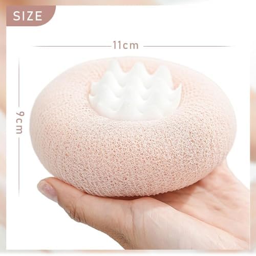 Super Soft Sunflower Suction Cup Bath Ball, 2025 New Sunflower Suction Cup Bath Ball, Loofah Body Scrubber Shower Sponge, Super Soft Exfoliating Bath Sponge for Women Men (Purple & Apricot)
