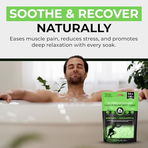 RBX Epsom Salt Bath Soak 5lb – Magnesium Flakes Muscle Relief, Menthol & Eucalyptus Essential Oils, Foot Soak for Athletes, Pain Relief, Detox, Resealable, All Natural, Cruelty Free