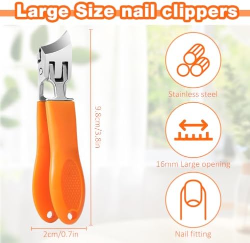 Wide Jaw Opening Anti-Splash Slanted Nail Clipper, Fingernail and Toenail Clippers Clippers for Ingrown Nails, Curved Toenail Clippers for Thick Nails, Household Slanted Nail Clippers (Black)