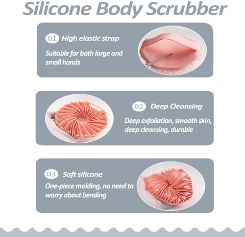 Suddies Body Scrubber, Silicone Body Scrubber, Silicone Loofah, Body Scrub Brush for Effective Showering Exfoliation, Travel Loofah for Women & Men for Delicate Skin (Green)