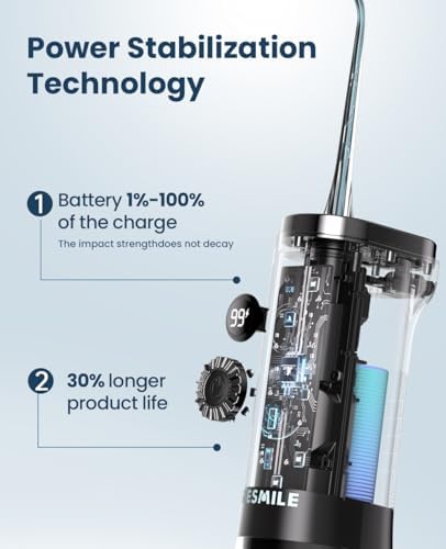 Water Dental Flosser Teeth Pick: 100 Modes Portable Cordless Oral Irrigator 300 ML Rechargeable Water Flosser IPX7 Waterproof Powerful Battery for Home Travel - Black