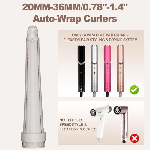 Long Curling Iron Conical Barrels Attachment for Shark FlexStyle Accessories, 0.78-1.4Inch Auto-Wrap Curlers for Thin Lighter Hair to Defined Curls or Voluminous Bouncy Waves