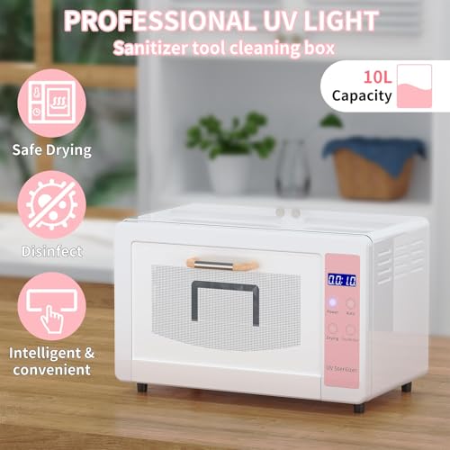 Yofuly Sterilizer for Esthetician, 10L Large Sterilizer for Nail Tools, Multi-Functional Nail Cleaner Box, Large Capacity Cleaning Cabinet for Home Use, Barbers, Beauty Salons, and Spas