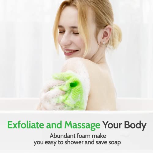 Exfoliating Washcloth Japanese Washcloth Nylon Bath Wash Cloth Korean Exfoliating Cloth Loofah Towel Beauty Washcloth Sponge Loofah Body Scrub Back Scrubber for Shower 4 Pcs by Modu