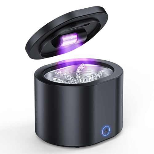 Ultrasonic Retainer Cleaner Machine for Denture: 45000Hz Portable Sonic Dental Cleaning Pod for Mouth Guard