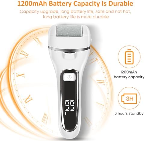 Premium Electric Callus Remover for Feet | Rechargeable Foot File, Electric Foot Scrubber | 18 Piece Pedicure kit for Cracked Heels & Dead Skin with 3 Roller Heads by Quantum Lux (Diamond White)