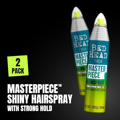 TIGI Bed Head Masterpiece Shiny Hairspray with Strong Hold - For All Hair Types - Extra Strong Hold & Shiny Finish - Use on Dry Hair - Premium Hair Care Products for Women & Men - 10.3 oz (Pack of 2)