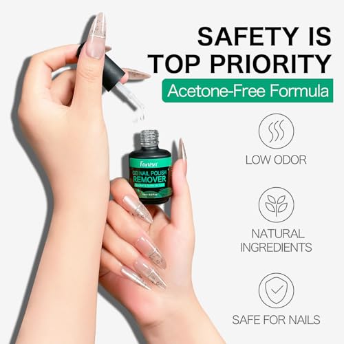 Gel Nail Polish Remover Kit with Tools, 15ml No Soak or Foil Needed, Fast Removal in 2-5 Minutes, Includes Cuticle Pusher & Nail File, Safe for Home DIY