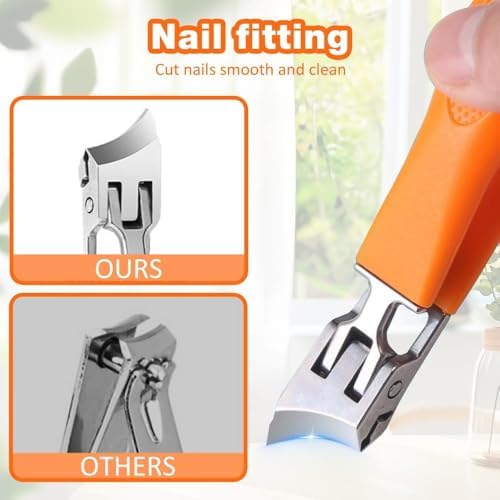 Wide Jaw Opening Anti-Splash Slanted Nail Clipper, 2025 Upgrade Fingernail and Toenail Clippers Clippers for Ingrown Nails, Curved Toenail Clippers Wide Jaw Toenail Clippers (Black)