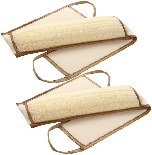 Exfoliating Natural Loofah Sponge Back Scrubber for Shower, Exfoliating Sponge for Shower, Bath Shower Scrubber for Men and Women, Luffa Scrubber to Clean Your Back Deeply Relax Your Body (2 Pack)
