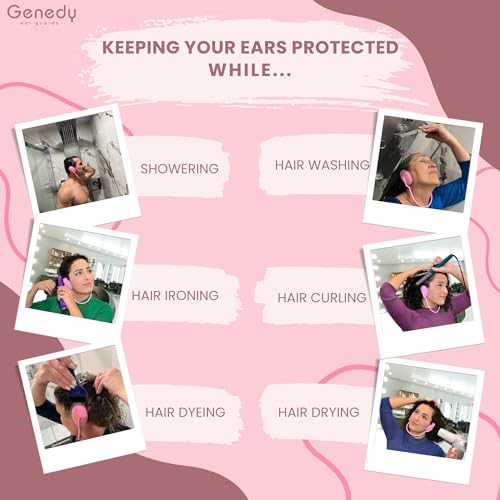 Ear Covers for Shower, Heat and Hair Dye Protection - Pink - Waterproof Ear Covers for Washing Hair - Reusable Silicone Ear Caps For Hair Dye - Ear Protectors From Heat Styling and Dryer